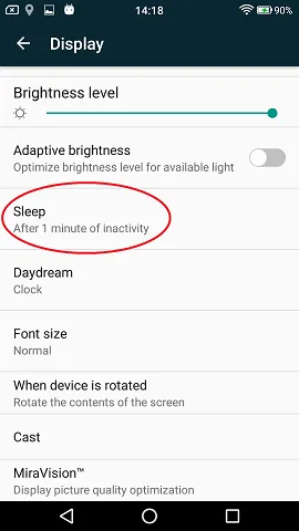 「スリープ」を選択