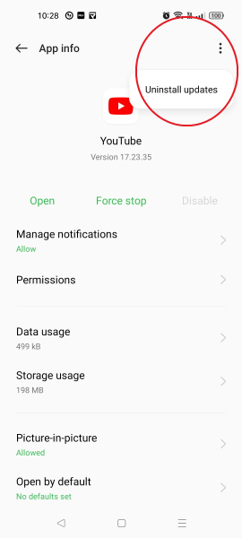 更新をアンインストールを選択